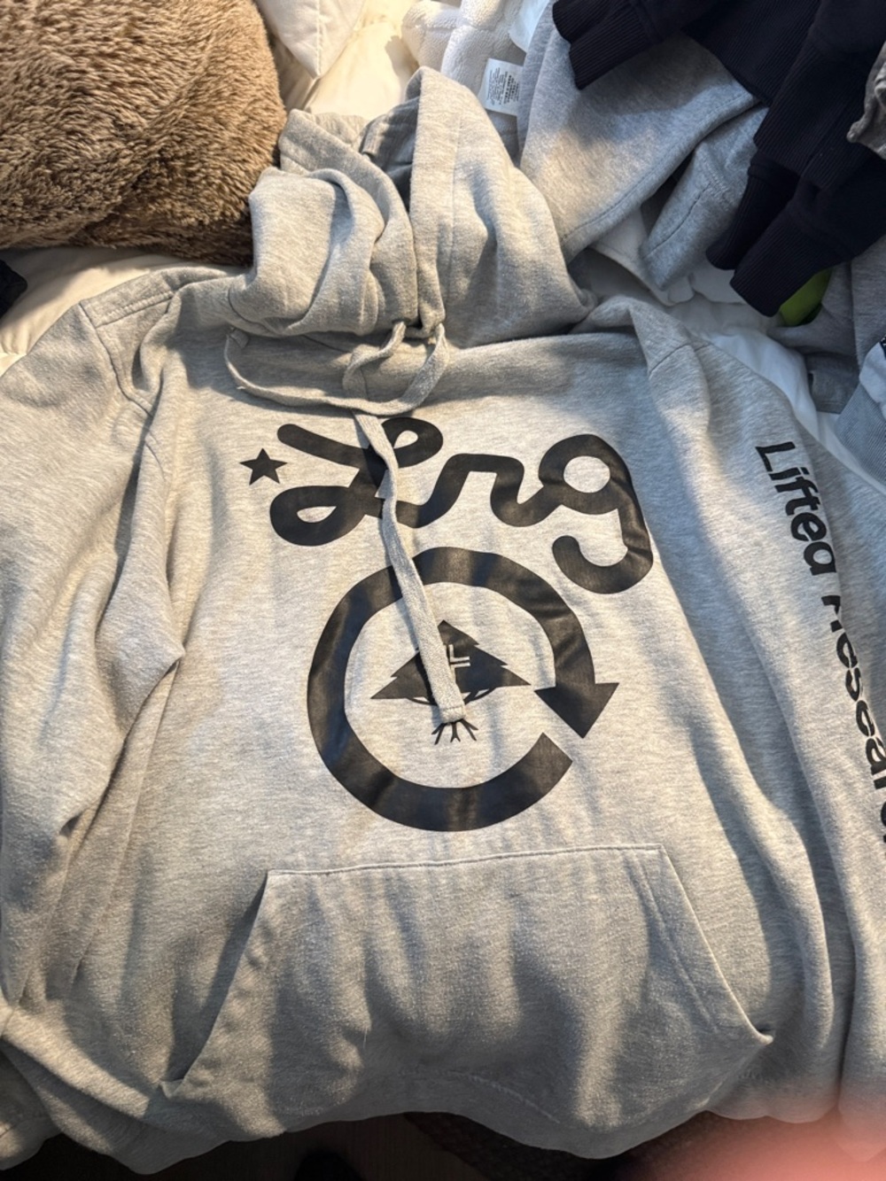 LRG Light Gray Hoodie with Black Graphic